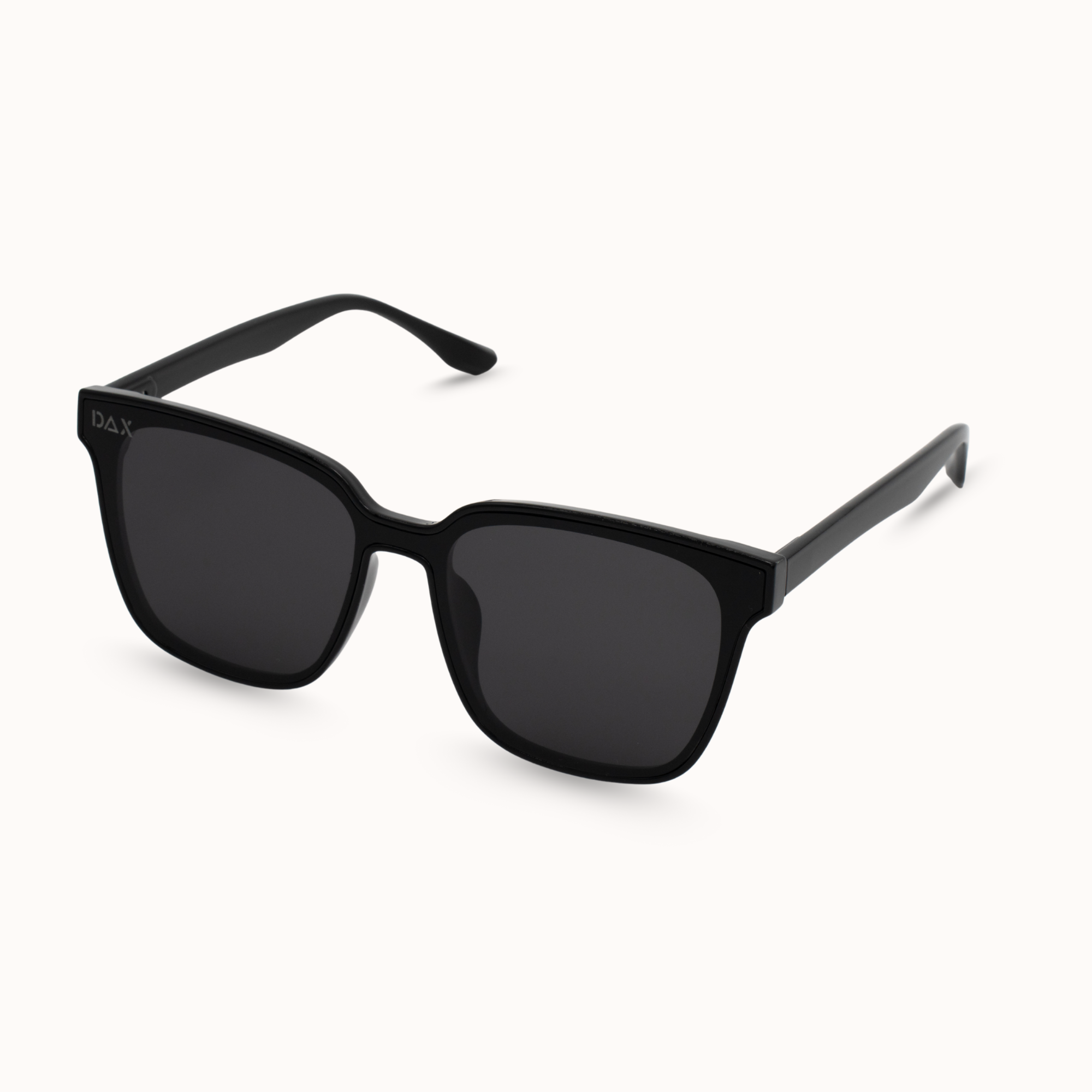 Black sunglasses with a white background