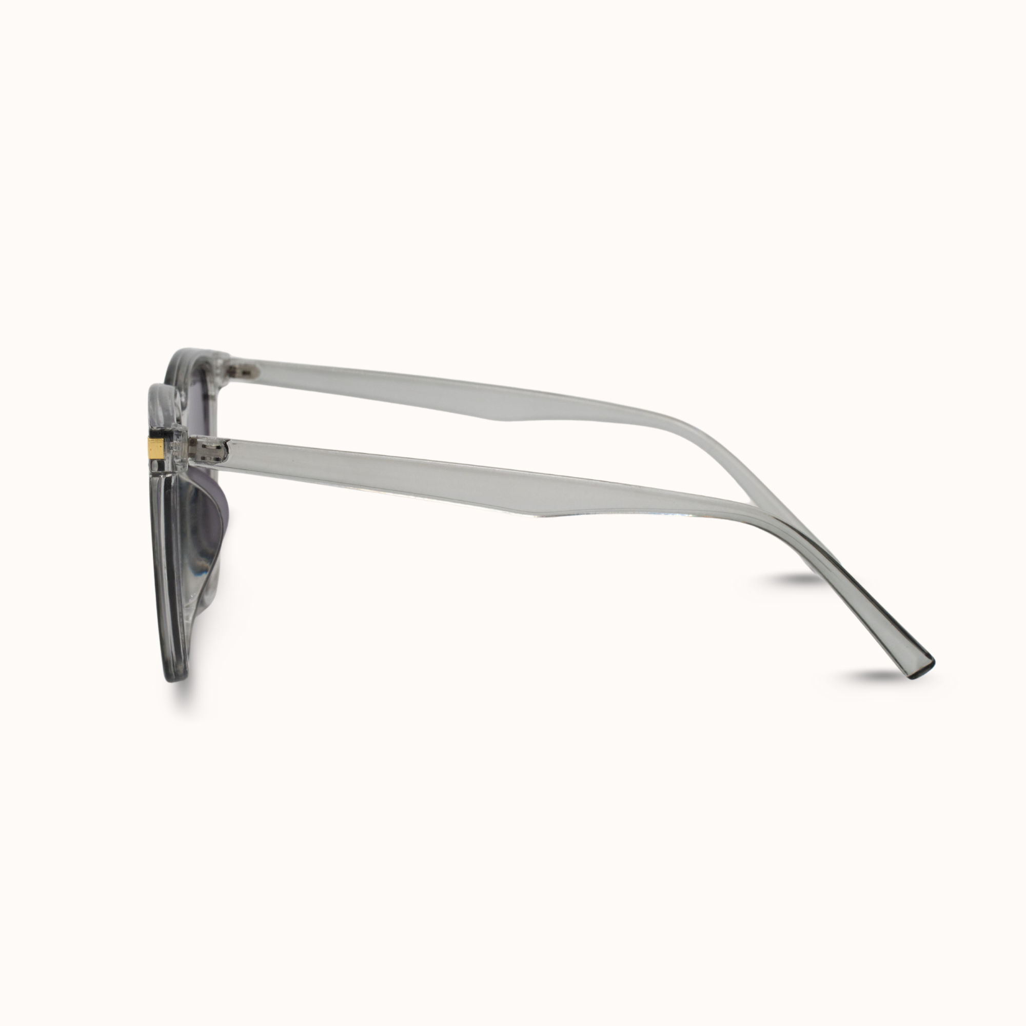 Sunglasses with a thin metal frame on a white background
