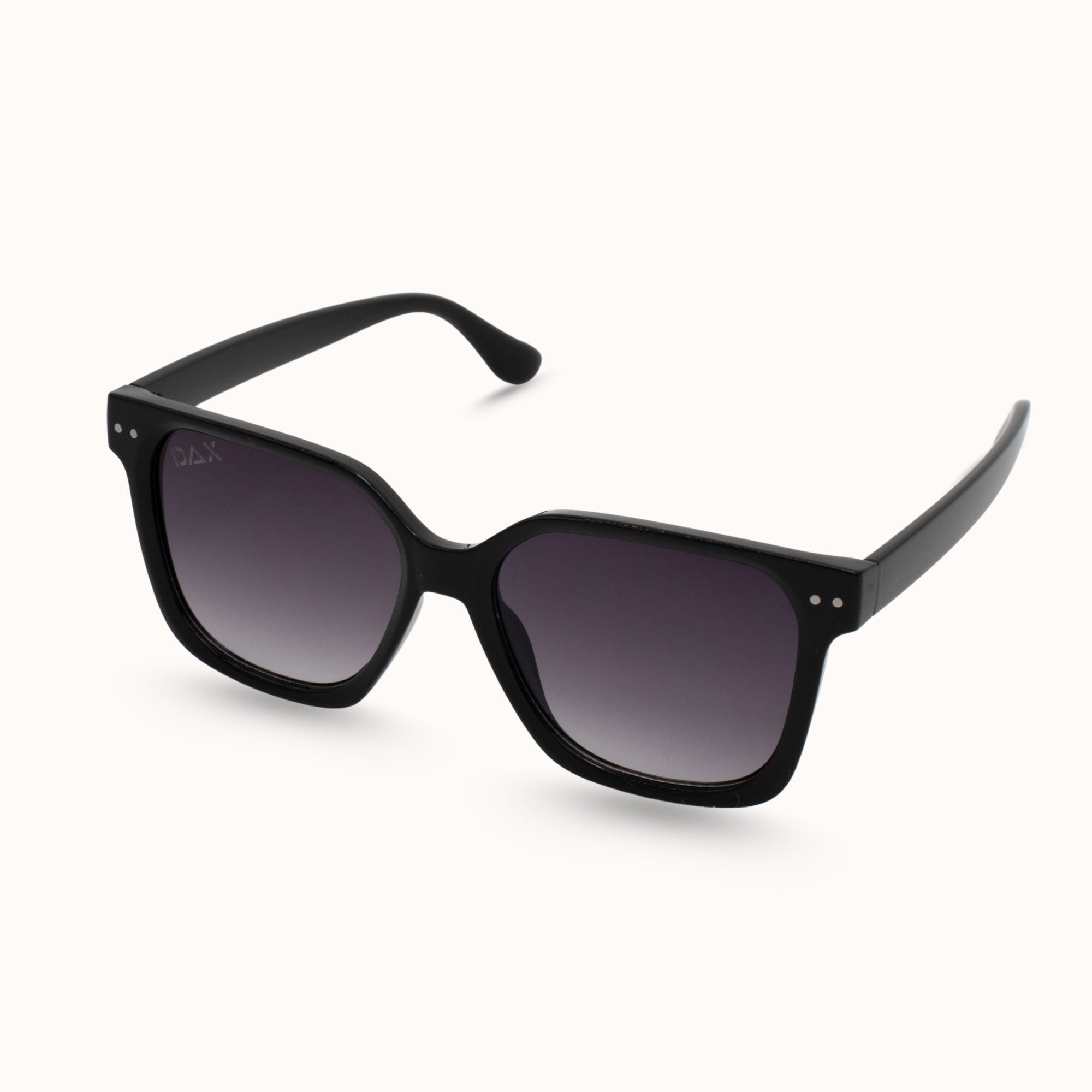 Black sunglasses with gradient lenses on a white background