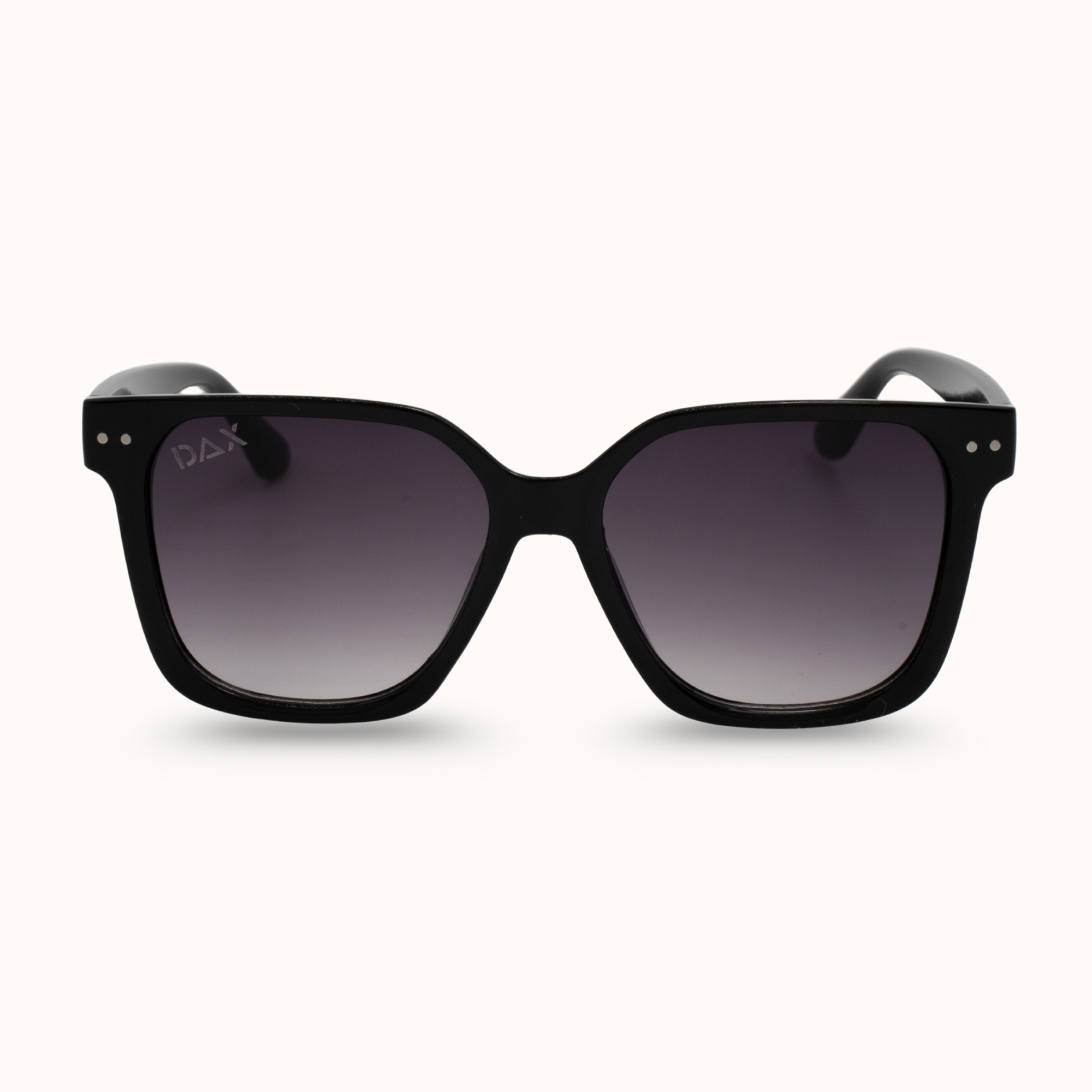 Black sunglasses with gradient lenses on a white background
