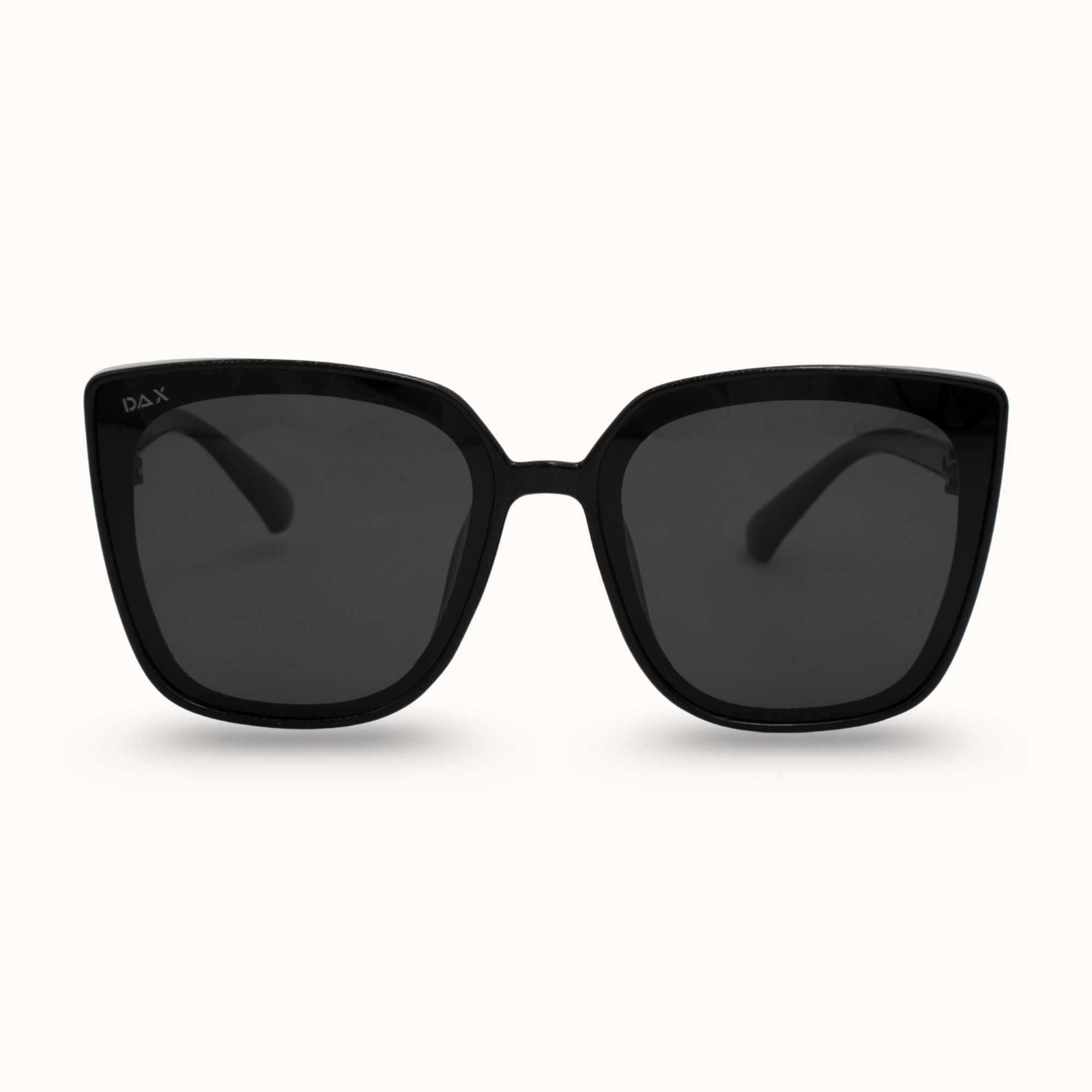 Black sunglasses with a white background