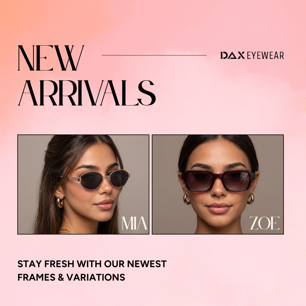 New Arrivals text on a blush pink background.
