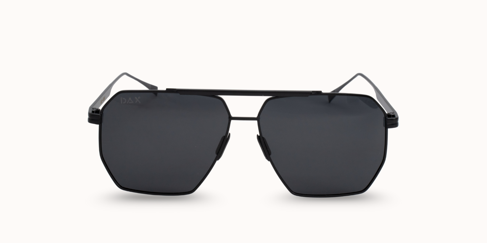 Black sunglasses with a white background
