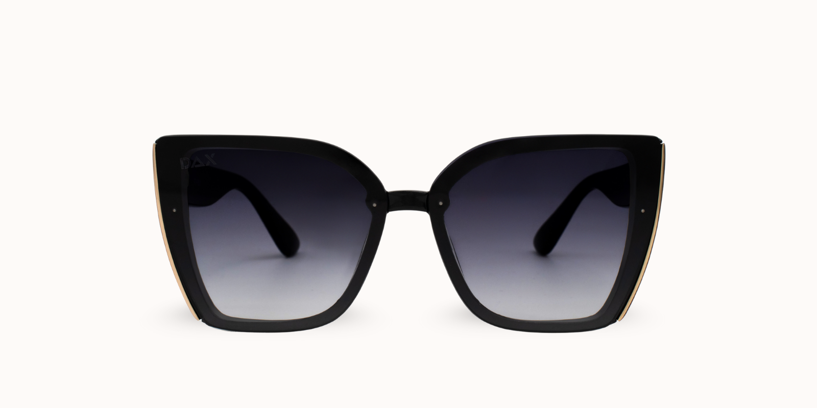Black sunglasses with gradient lenses on a white background