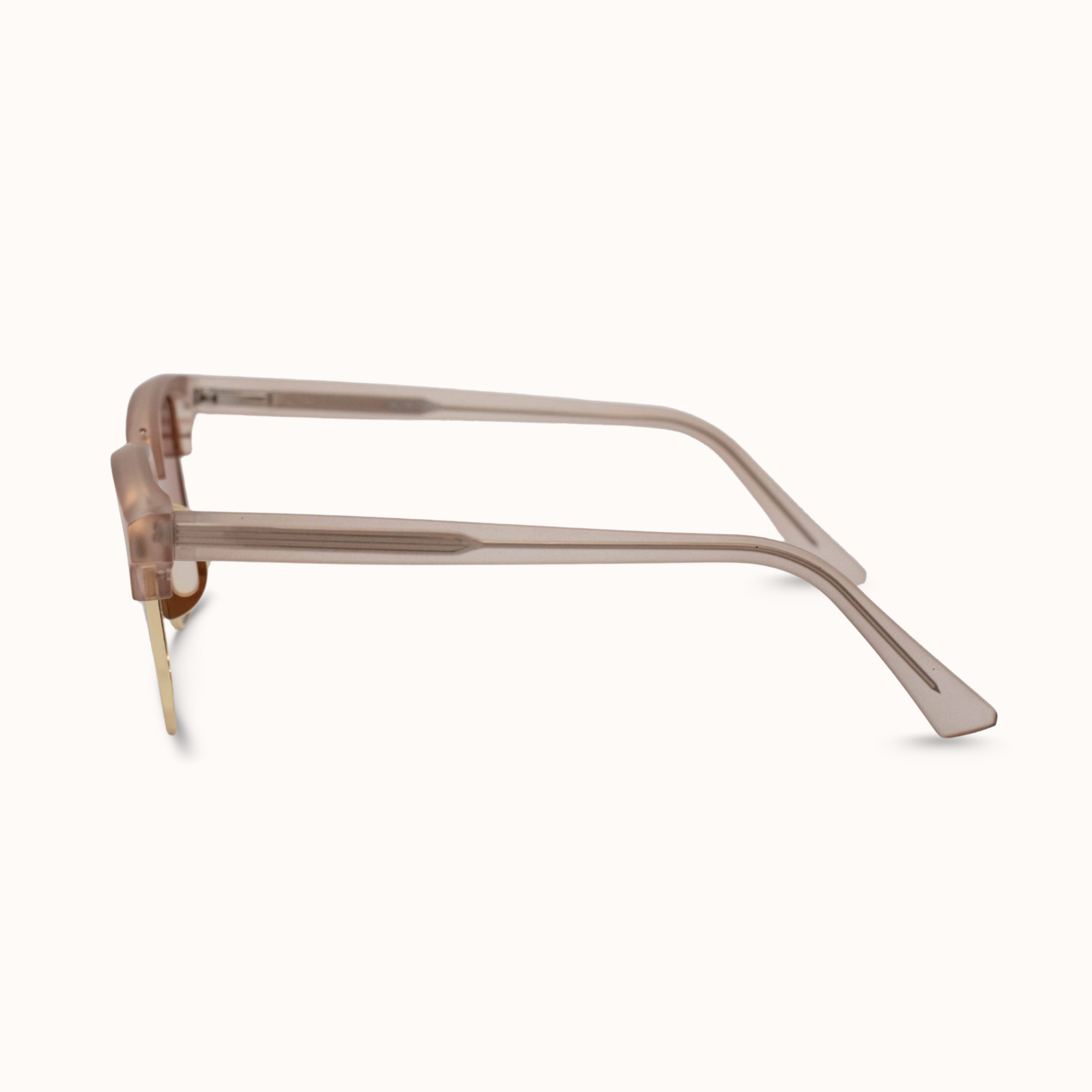 Beige eyeglasses on a white background