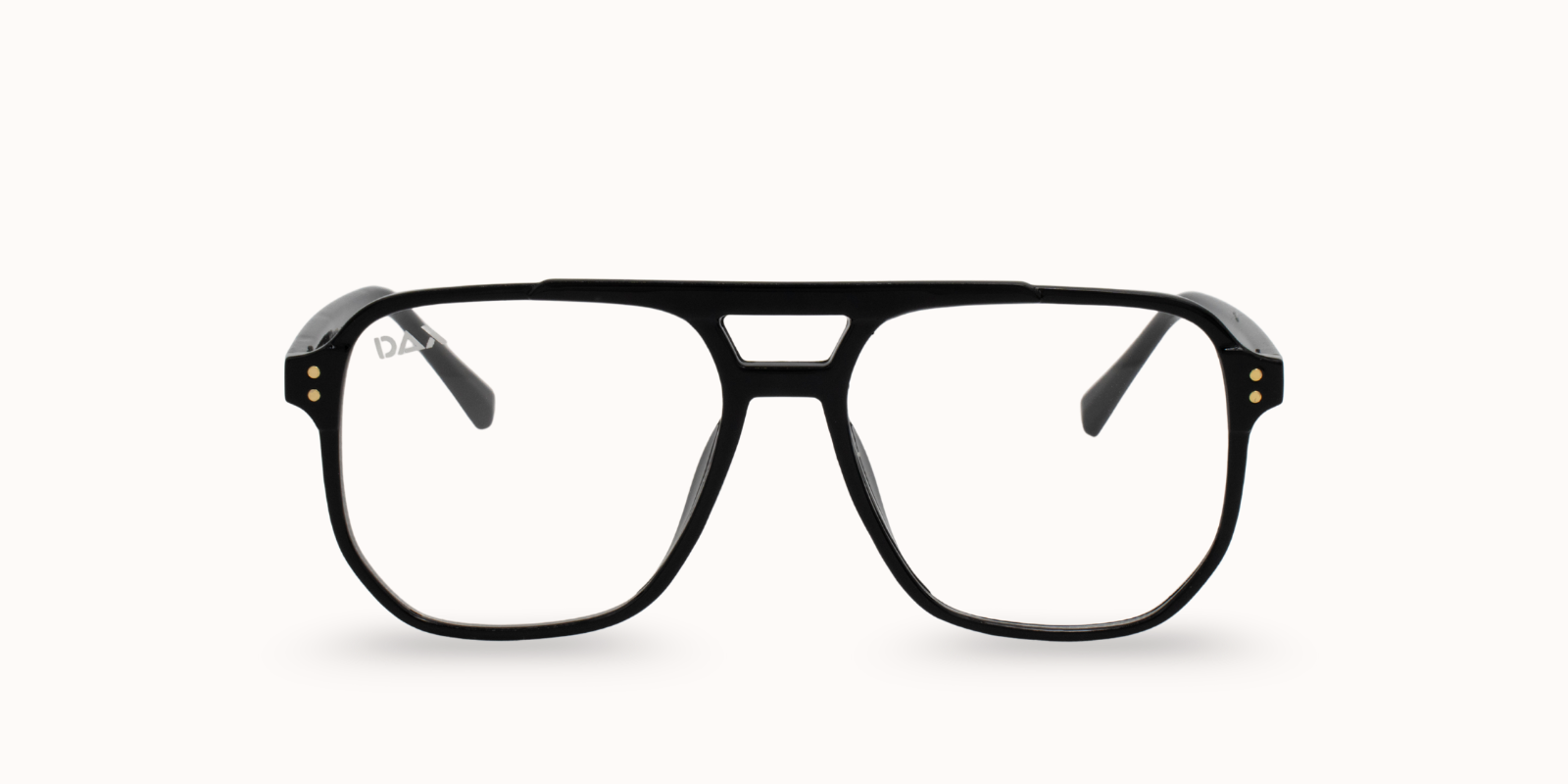Black eyeglasses on a white background