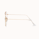 Gold-framed eyeglasses on a white background