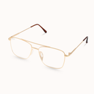 Gold-framed eyeglasses on a white background