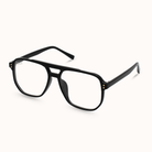 Black eyeglasses on a white background