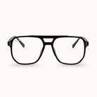 Black aviator glasses on a white background
