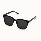 Black sunglasses with a white background
