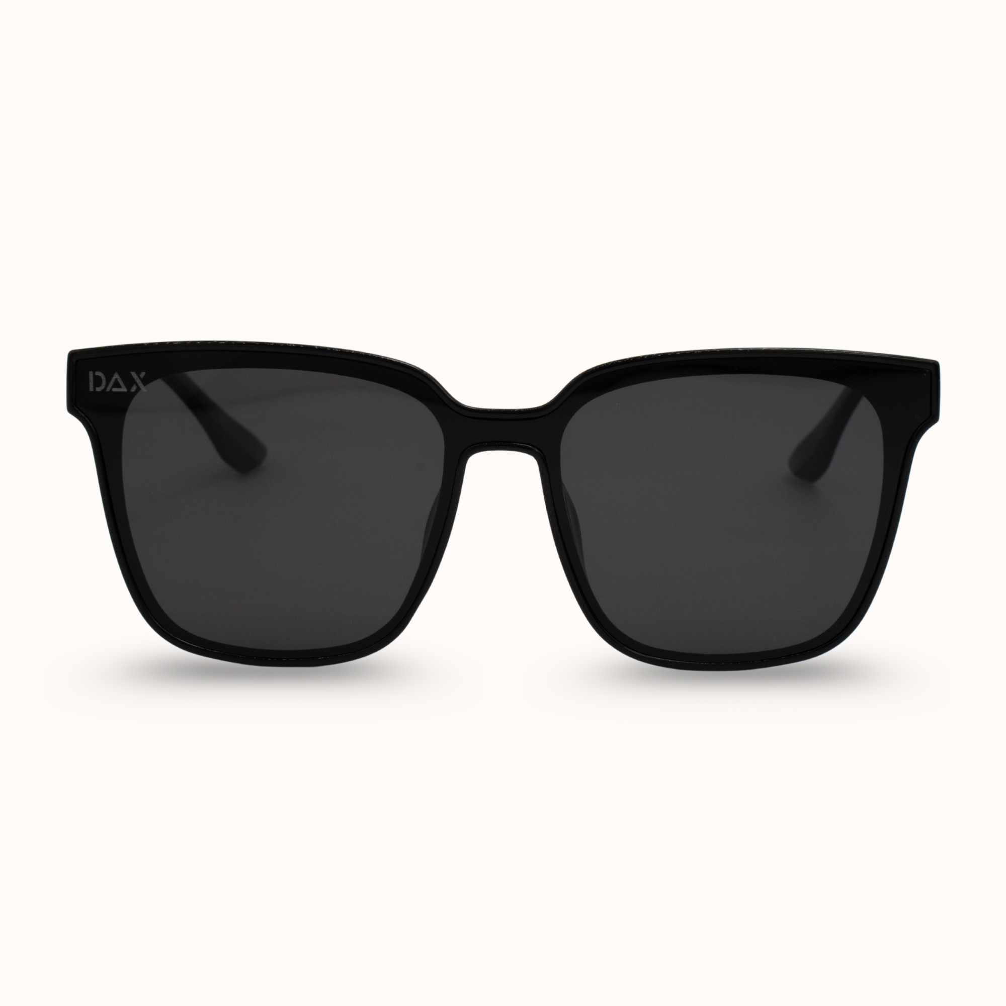 Black sunglasses with a white background