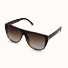 Black sunglasses with gradient lenses on a white background