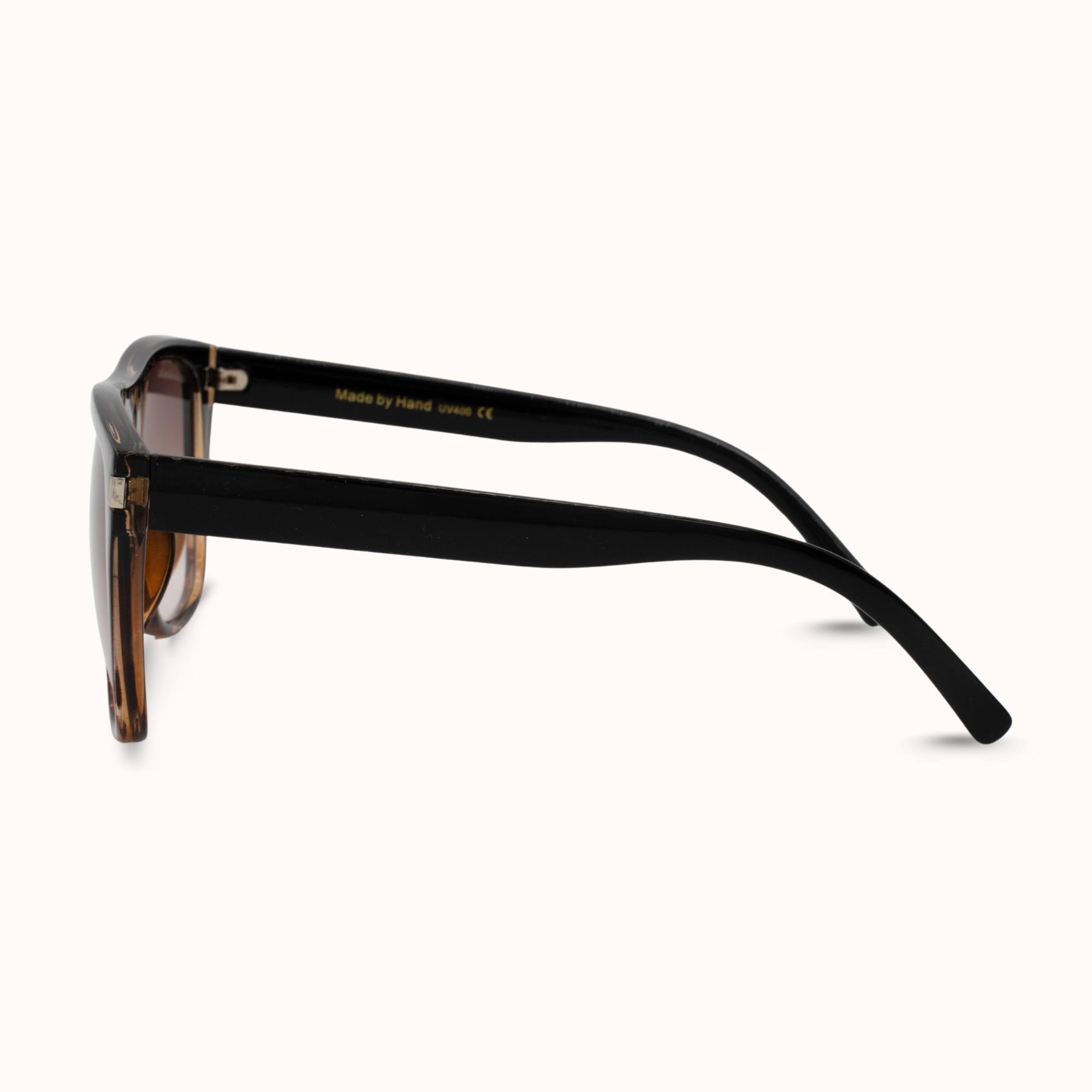 Black sunglasses with a white background
