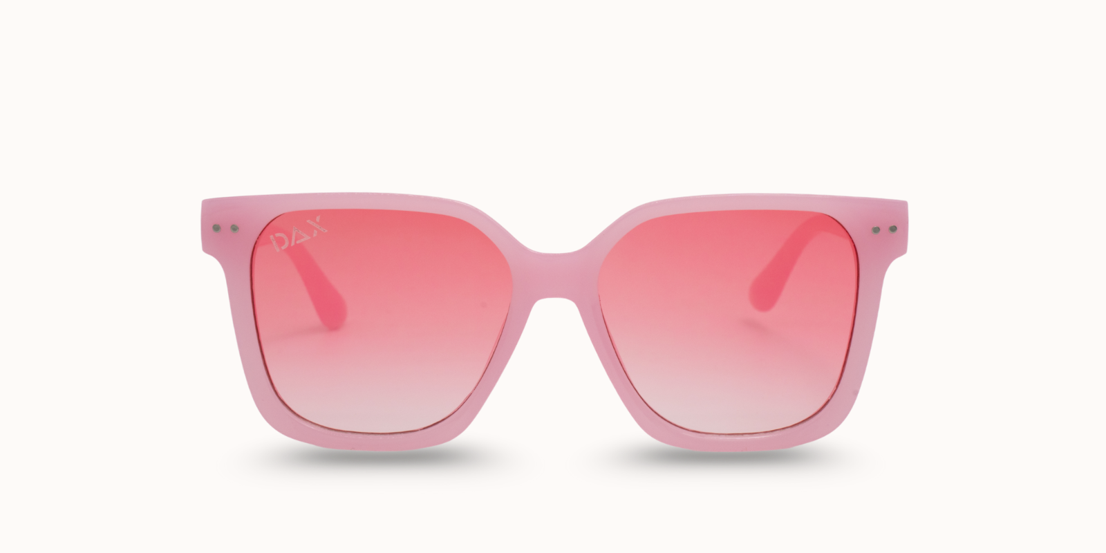 Pink sunglasses with a gradient lens on a white background