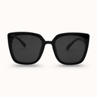Black sunglasses with a white background