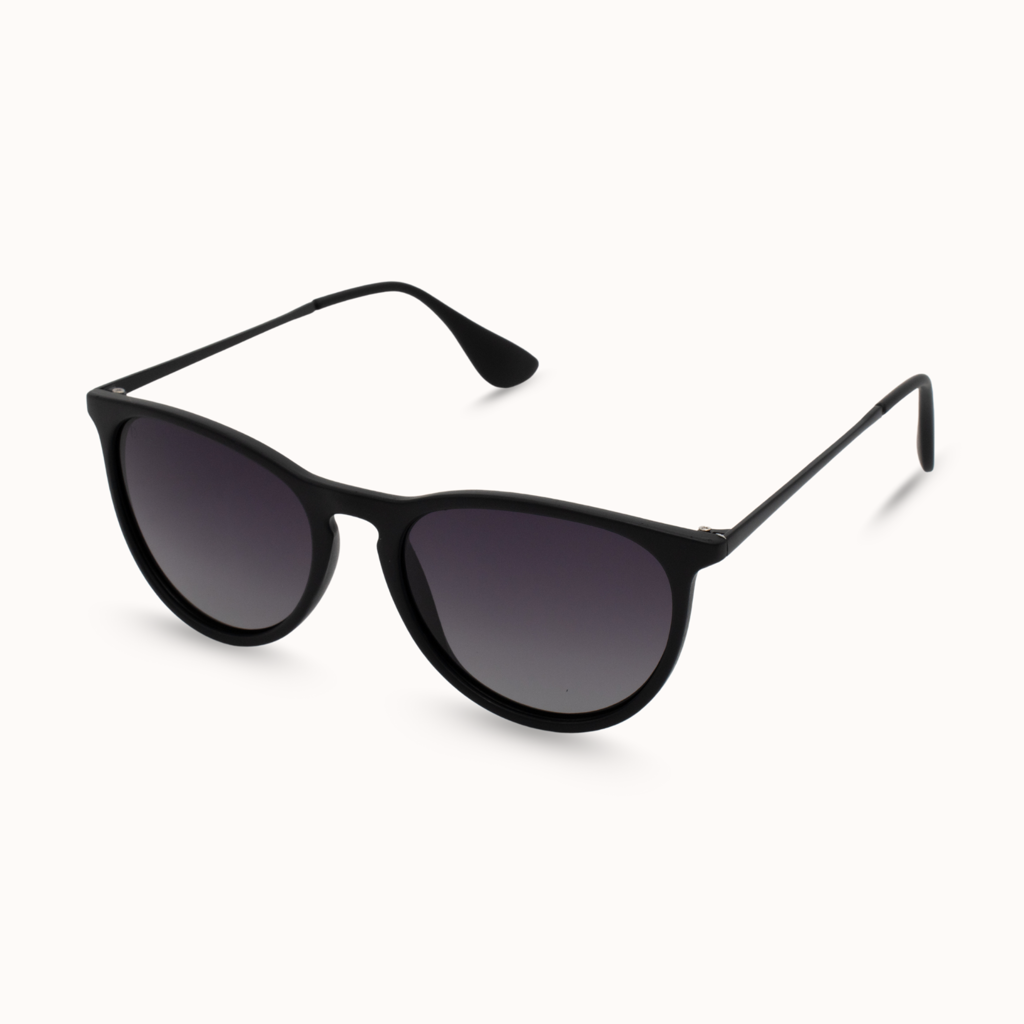 Black sunglasses with gradient lenses on a white background