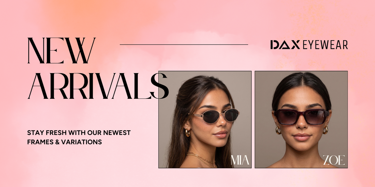 New Arrivals text on a blush pink background.