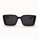 Black sunglasses with a white background