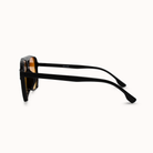 Sunglasses with a tortoiseshell frame on a white background